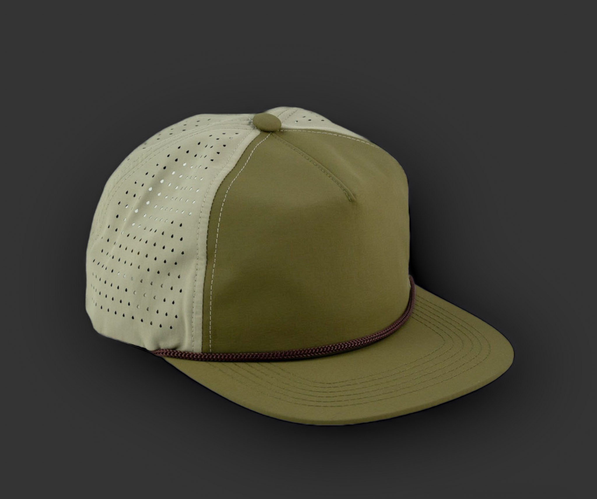 Perforated Moss-Tan / Brown Rope – Blank Rope Hats