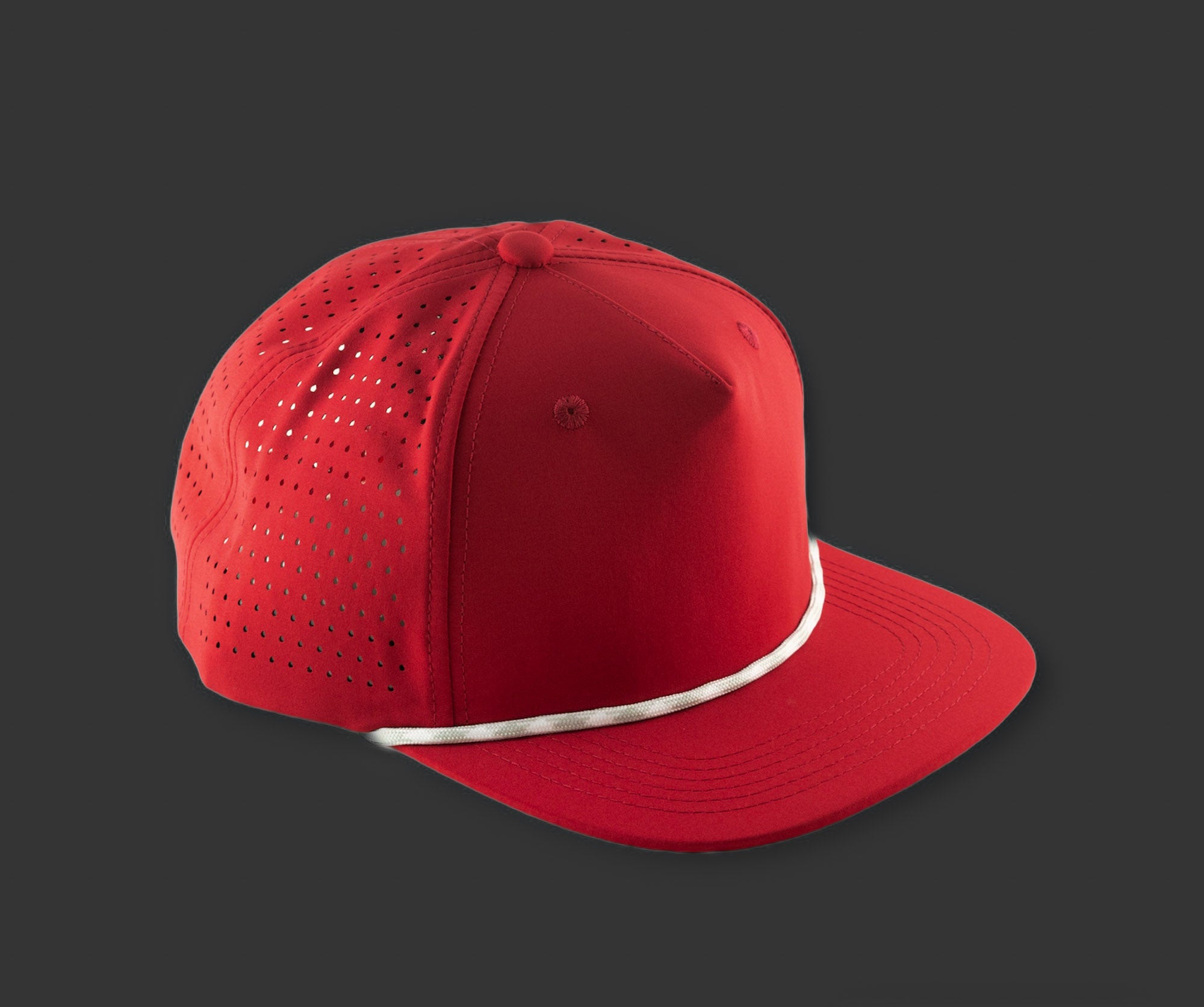 Perforated Structured Red / Silver-White Rope – Blank Rope Hats