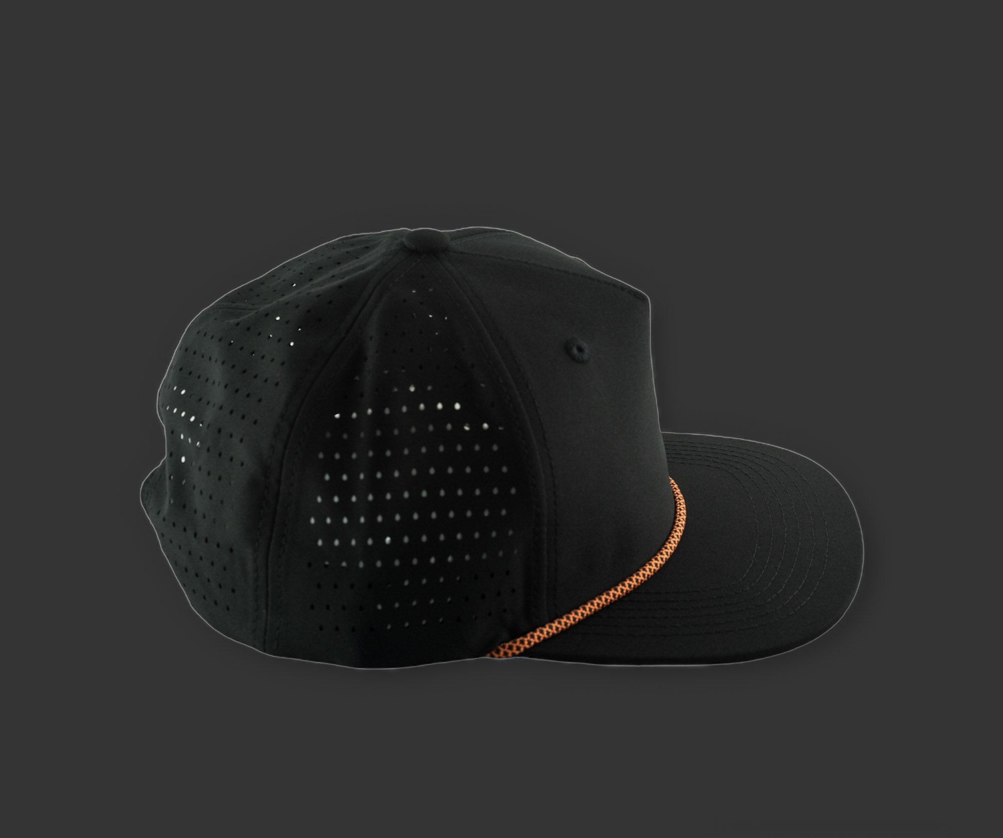 Perforated Structured Black / Black-Orange Rope – Blank Rope Hats