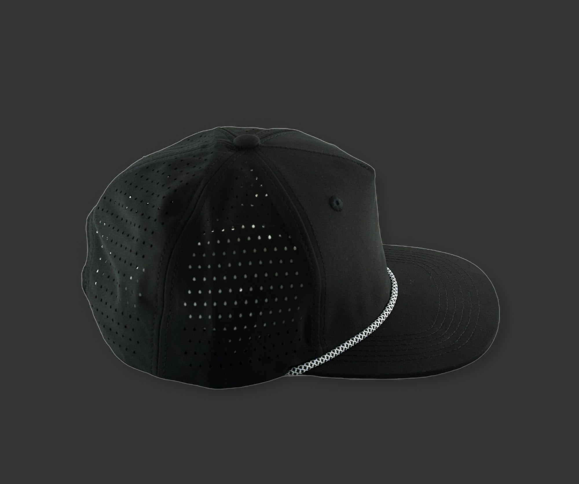 Perforated Structured Black / Black-White Rope – Blank Rope Hats