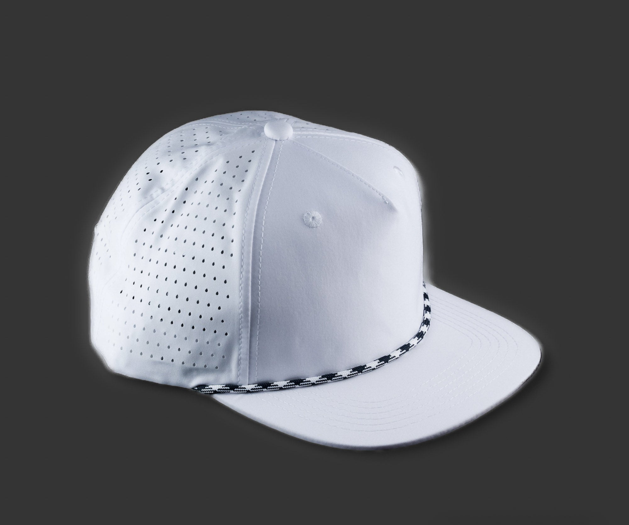 Perforated Structured White / Black-White Rope – Blank Rope Hats
