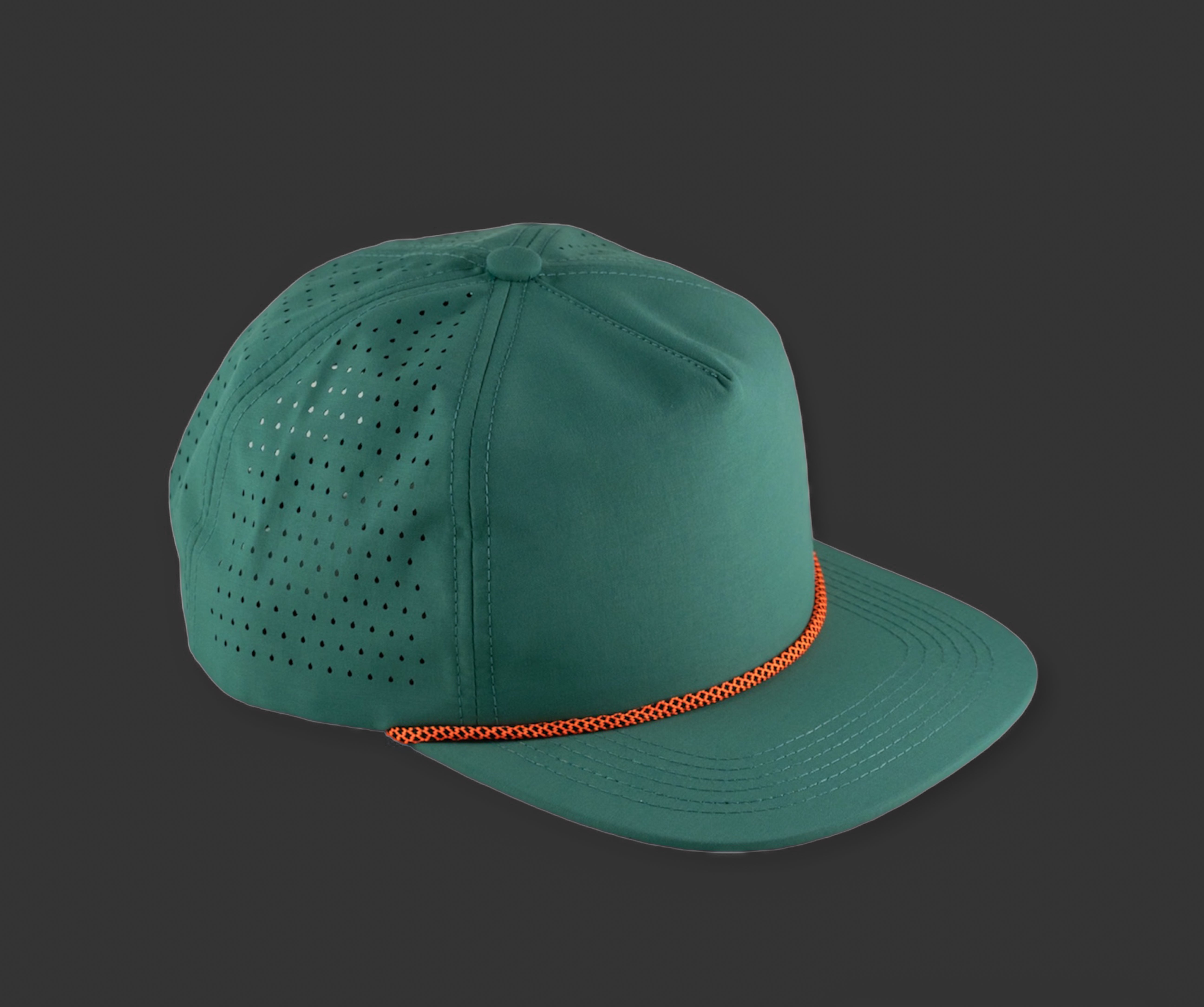 Perforated Pine Green / Orange/Black Rope – Blank Rope Hats