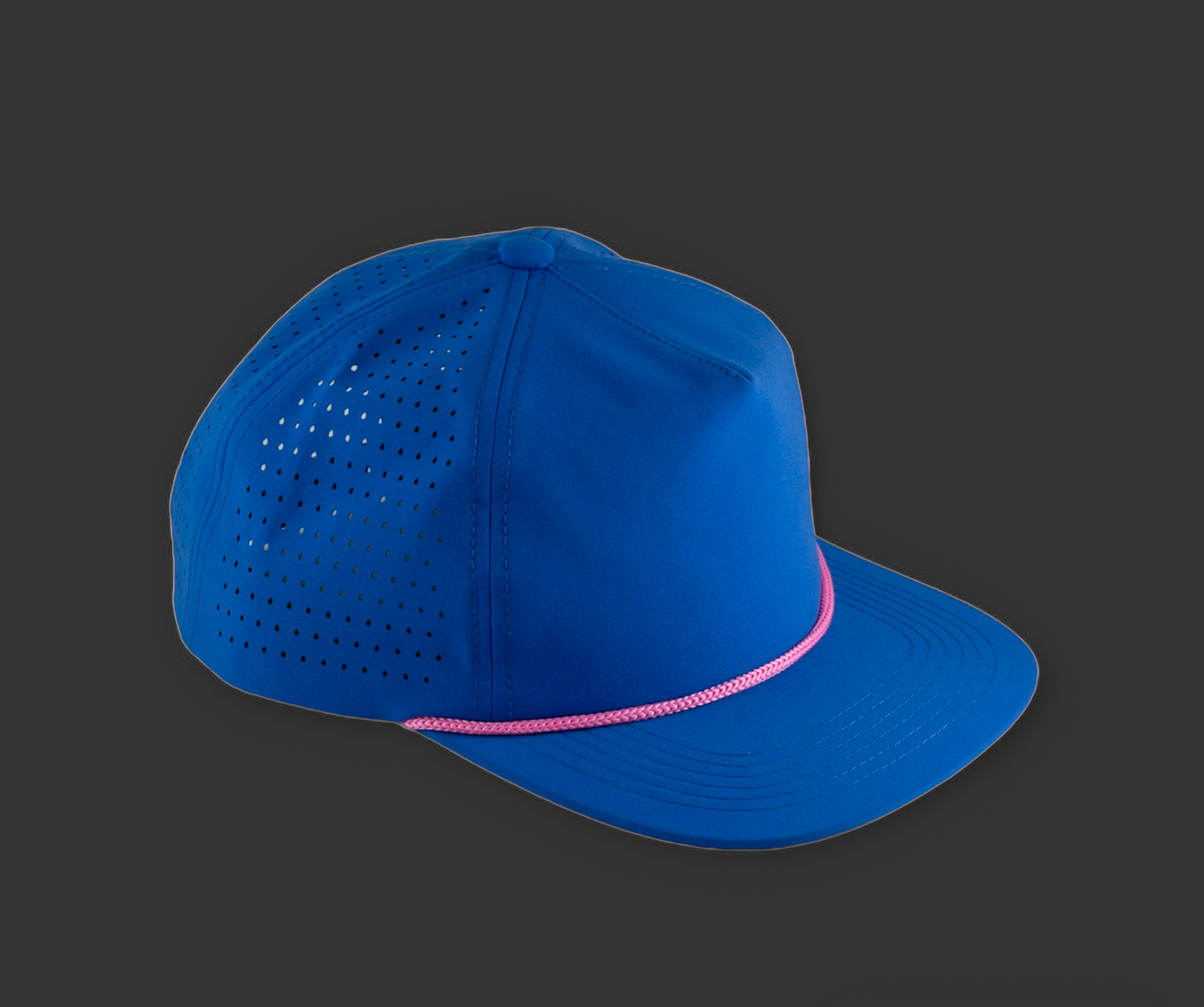 Perforated Polyester Royal Blue / Pink Rope – Blank Rope Hats