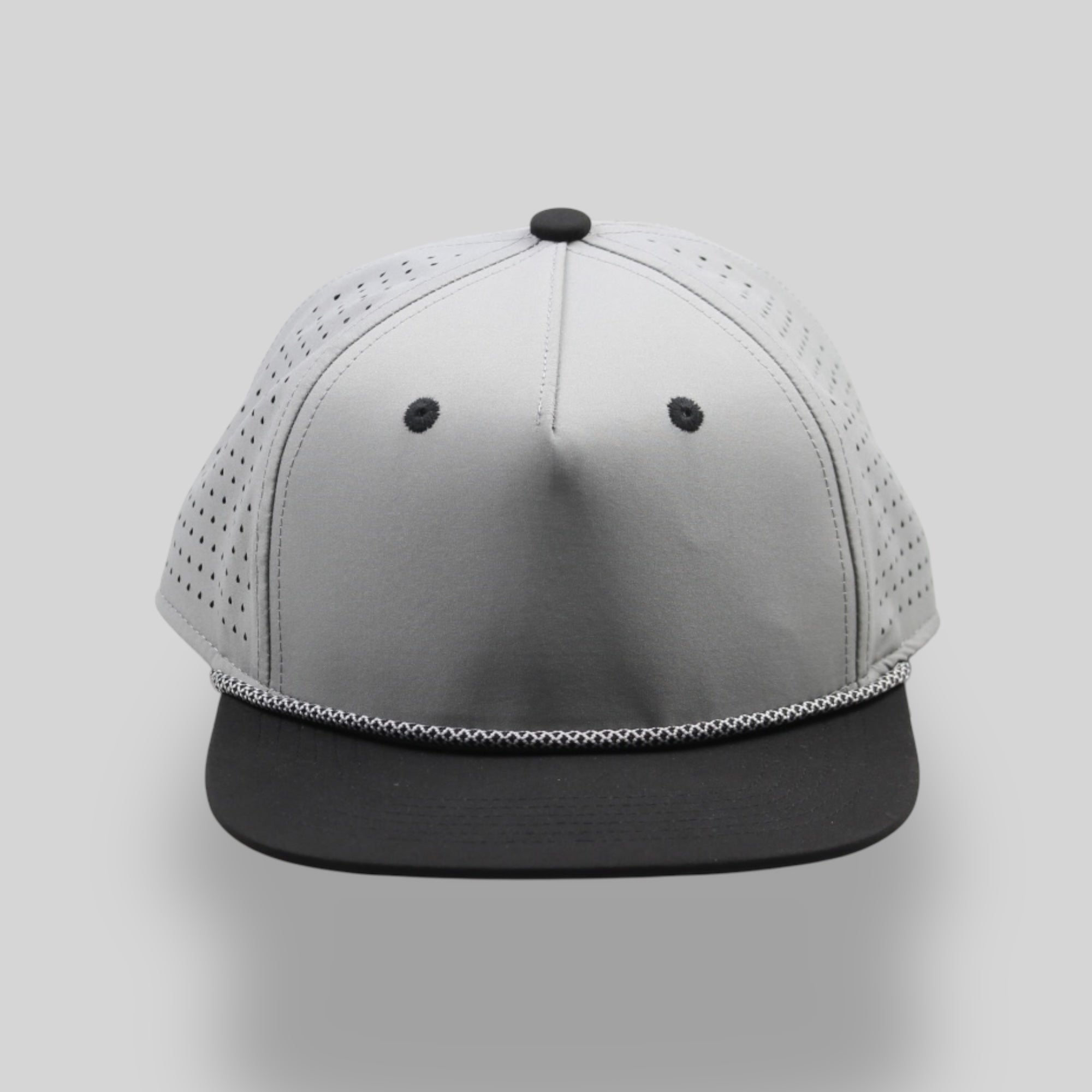Perforated Structured Gray-Black / Gray-Black Rope – Blank Rope Hats