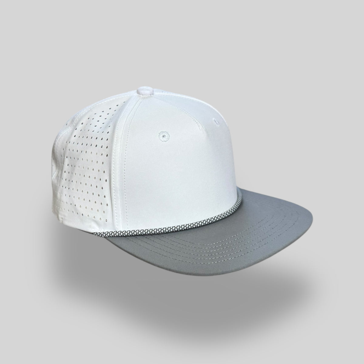 Perforated Structured White-Grey / White-Grey Rope – Blank Rope Hats