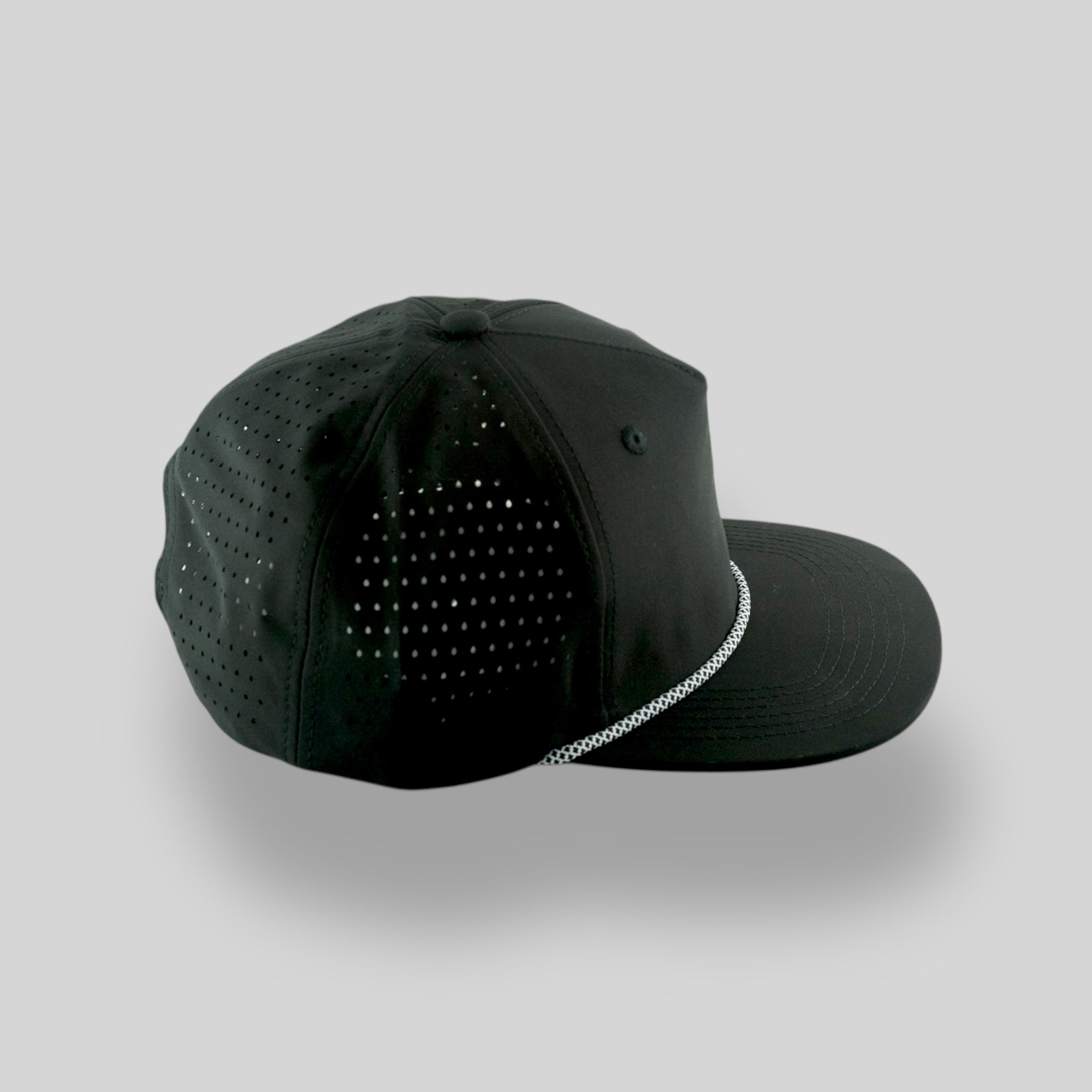 Perforated Structured Black / Black-White Rope – Blank Rope Hats