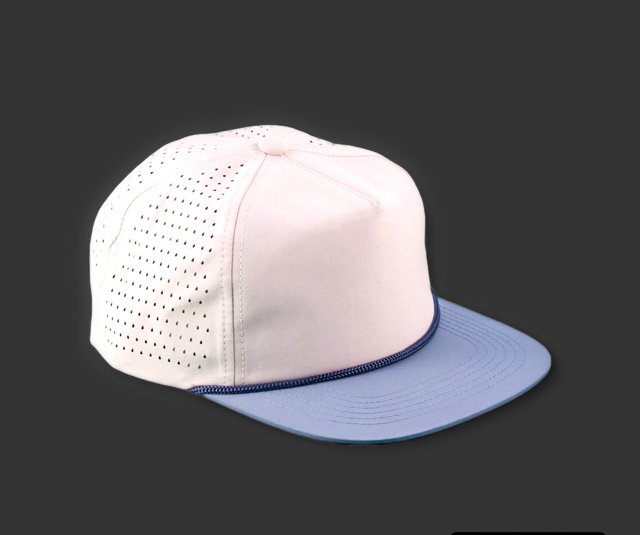 Perforated Bone-Steel Blue / Navy Rope – Blank Rope Hats