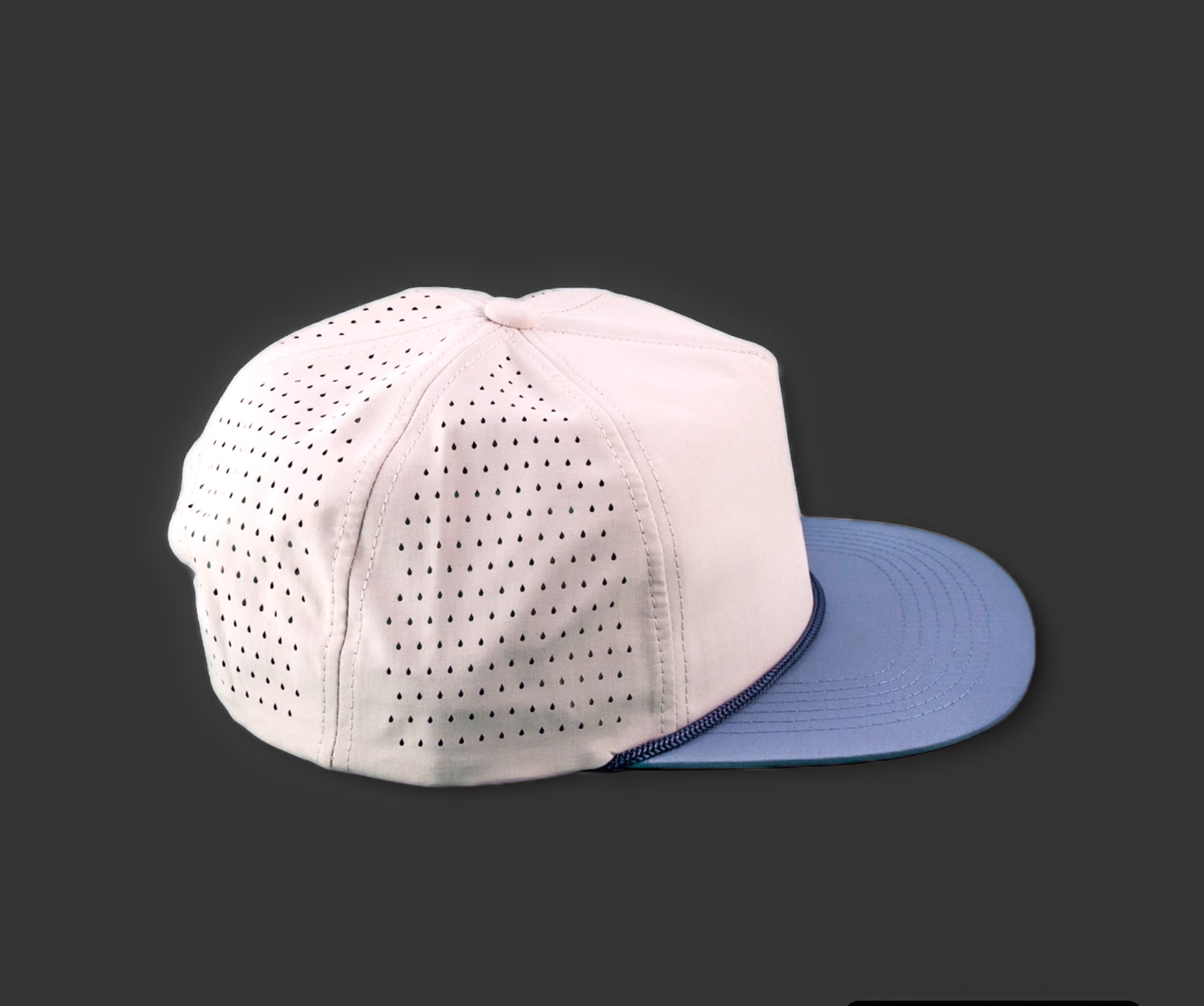 Perforated Bone-Steel Blue / Navy Rope – Blank Rope Hats